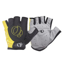 Cargar imagen en el visor de la galería, Premium cycling gloves with padded protection, offering superior grip and comfort. Yellow and gray design perfect for enhanced bike control.