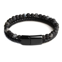 Charger l'image dans la galerie, Natural stone leather bracelet with elegant design for sophisticated style