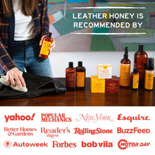 Load image into Gallery viewer, Leather Honey products displayed on a table, recommended by various major publications like Esquire and BuzzFeed.