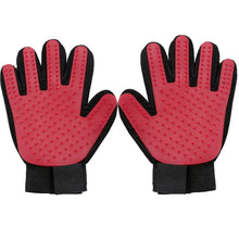 Load image into Gallery viewer, Red Amazing Grooming Gloves for pets with dual-sided design and textured surface for effective grooming.