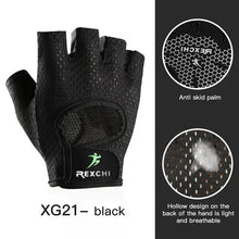 Load image into Gallery viewer, Black XG21 fitness sport gloves with anti-skid palm and breathable back design for enhanced grip and comfort in workouts.