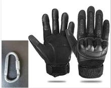 Load image into Gallery viewer, Knuckle reinforced tactical gloves with full-finger design and durable protection for outdoor and tactical use, featuring black color.