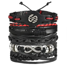Charger l'image dans la galerie, Multilayer leather bracelet with intricate design and metal accents, perfect for adding rugged elegance to any outfit.