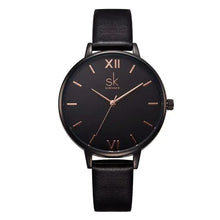 Load image into Gallery viewer, Luxury watch with black leather strap and minimalist design, showcasing timeless elegance and precision craftsmanship.