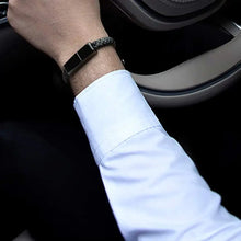 Cargar imagen en el visor de la galería, Wearing a vegan leather portable phone data cable as a stylish bracelet, ideal for modern tech use.