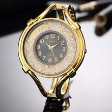 Load image into Gallery viewer, Elegant gold ladies fashion watch bracelet with gemstone accents, combining style and functionality for a chic accessory look.