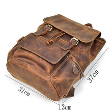 Charger l'image dans la galerie, The Hagen Backpack | Vintage Leather Backpack in genuine cowhide leather with antique finish, versatile and durable for daily use.