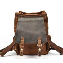 Charger l'image dans la galerie, The Hagen Backpack | Vintage Leather Backpack with genuine cowhide, spacious design for tablets and books, antique style, soft and durable.