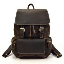 Charger l'image dans la galerie, The Hagen Backpack | Vintage Leather Backpack in genuine cowhide leather, ideal for tablets, laptops, books, and daily use.