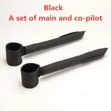 Load image into Gallery viewer, Black vegan leather car seat gap fillers for main and co-pilot seats, featuring pocket design for added organization.