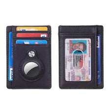 Charger l'image dans la galerie, Minimalist vegan leather card wallet with compartments for credit cards and ID, showcasing a slim, organized design.