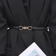 Cargar imagen en el visor de la galería, Adjustable leather dress belt in black, perfect for enhancing style and comfort. Ideal accessory for formal and casual outfits.