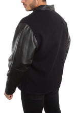 Cargar imagen en el visor de la galería, Back of leather sleeves and wool body jacket