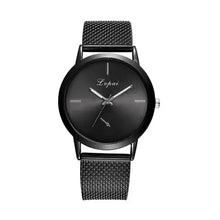 Load image into Gallery viewer, Sleek black trendy fashion watch with modern design and mesh strap, perfect accessory for any outfit.
