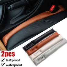 Cargar imagen en el visor de la galería, PU leather pad seat leakproof filler for car gaps, 2-piece set, shown in black, brown, beige, and gray. Prevents items from falling.