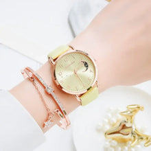 Charger l'image dans la galerie, Elegant moon bracelet and watch set with celestial dial and rose gold accents for modern women.