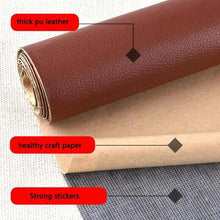 Load image into Gallery viewer, Vegan leather repair patch roll with thick PU leather, healthy craft paper, and strong stickers for easy application.