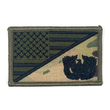 Charger l'image dans la galerie, Warrant Officer - USA Flag - 2.25x3.5 Patch with hook fastener, camouflage pattern; ideal for hats, bags, jackets. Made in USA by Tactical Gear Junkie.