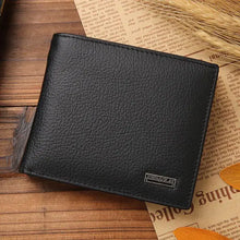 Cargar imagen en el visor de la galería, Men's premium leather wallet on wood surface, showcasing sleek design and craftsmanship.
