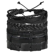 Charger l'image dans la galerie, Multilayer black leather bracelet for stylish accessorizing, showcasing durability and rugged elegance.