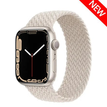 Load image into Gallery viewer, Apple Watch with woven nylon elastic strap, compatible with series SE, 7, 6, 5, 4, 3, 2, 1, 38mm to 45mm, new release.