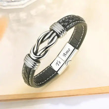 Load image into Gallery viewer, Men's leather bracelet with an irregular graphic and 'Te Amo' charm, stylish and unique fashion accessory.