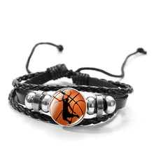 Cargar imagen en el visor de la galería, Unisex Polyurethane Leather Bracelet with Basketball Charm, stylish and durable accessory for sports enthusiasts.