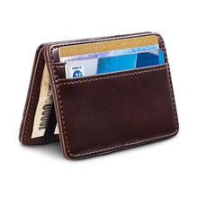 Cargar imagen en el visor de la galería, Premium leather magic wallet showcasing sleek organization for cards and cash, featuring a unique secure design.