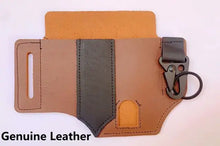 Cargar imagen en el visor de la galería, Tactical multi tool belt leather bag showcasing genuine leather with tool compartments and buckle.