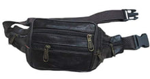 Cargar imagen en el visor de la galería, REED leather waist fanny pack with 5 compartments, adjustable strap, ideal for travel and sports, quality real leather, imported.