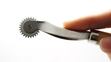 Cargar imagen en el visor de la galería, eZthings Professional Stitch Marking Spacer for leather and arts crafting held in hand, perfect for precision creative projects.