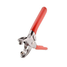 Cargar imagen en el visor de la galería, Red-handled leather punch tool for professional crafts by eZthings, ideal for precise stamping and punching in leather crafting projects.