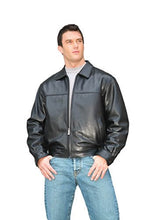 Cargar imagen en el visor de la galería, REED Men's Black New Zealand Lambskin Leather Jacket, sleek and stylish, offering comfort and flexibility for any occasion.