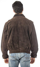 Cargar imagen en el visor de la galería, REED Men's brown suede leather jacket, water repellent, stain resistant, with satin lining, back view