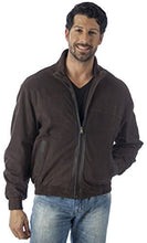 Cargar imagen en el visor de la galería, Man wearing REED Quello Men's Brown Suede Leather Waist Jacket, lightweight and water-resistant with satin lining.