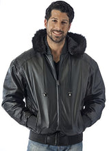 Load image into Gallery viewer, Men&#39;s Hooded Leather Bomber Jacket - Bomber Jacket | Reed Sports Wear
