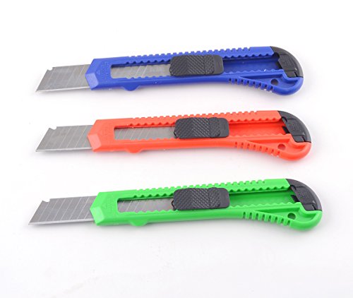 Ezthings 10 Heavy Duty Box Cutters Openers Utility Knives with Snap Off Blades (Variety Knife Set)