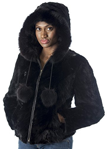 Natural Black Full Skin Mink Fur Jacket With Hood Real Mink 