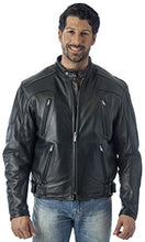 Cargar imagen en el visor de la galería, REED Men's Premium Leather Motorcycle Jacket with Zipper Air Vents in Black