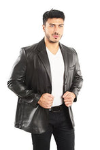 Cargar imagen en el visor de la galería, REED Men's Premium Lambskin Leather Blazer Sports Jacket, classic and luxurious American fit, stylish wardrobe staple for men.