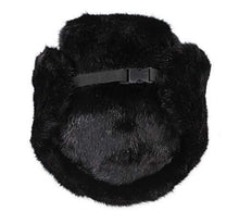 Cargar imagen en el visor de la galería, Pilot Trapper men's faux mink fur aviator hat with ear flaps, durable for winter skiing and snow, wind resistant and warm.