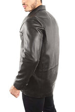 Cargar imagen en el visor de la galería, Man wearing REED Men's Premium Lambskin Leather Blazer Sports Jacket, showcasing back and side view