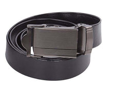 Charger l'image dans la galerie, Black PU leather belt with automatic buckle, heavy-duty design, one-size fits all up to 48 inches, ideal for suits or jeans.