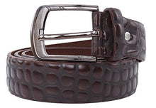 Load image into Gallery viewer, Crocodile Print Men's PU Leather Dress Belt with Shiny Nickle Buckle, Perfect for Dress, Casual, or Jeans by REED.
