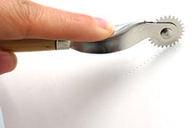 Cargar imagen en el visor de la galería, eZthings Professional Stitch Marking Spacer in use for leather crafting, illustrating precision tools for arts and crafts projects.