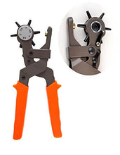 Cargar imagen en el visor de la galería, eZthings professional leather-craft revolving punch pliers with orange handles for precise leather hole punching.