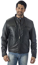Cargar imagen en el visor de la galería, REED Men's Black Knock Around Biker Jacket in Naked Cow Leather with Zip Out Lining