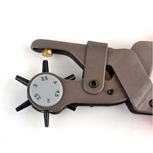 Cargar imagen en el visor de la galería, eZthings revolving leather-craft punch pliers with adjustable round punch sizes for belts and leather arts.