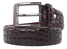 Load image into Gallery viewer, Crocodile print men's PU leather dress belt with shiny nickel buckle, perfect for casual or dress wear - REED imported design.