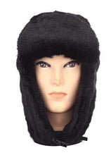 Cargar imagen en el visor de la galería, Men's faux mink fur pilot aviator hat with ear flaps, ideal for cold winter and ski weather. Brand: REED. Durable and warm.